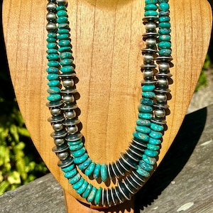 Kingman Turquoise & Sterling Silver Pearl Necklace – Southwestern Style, Handmade