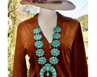 Squash Blossom Turquoise Necklace: Statement Jewelry, Southwestern Style