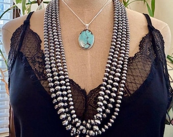 Western Pearl 4-Strand Necklace & Earrings Set: Silver Style Beaded Jewelry