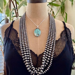 Western Pearl 4-Strand Necklace & Earrings Set: Silver Style Beaded Jewelry