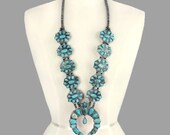 Huge Squash Blossom Turquoise Necklace Native American Turquoise Navajo Turquoise Southwestern Western Cowgirl Necklace Naja Necklace