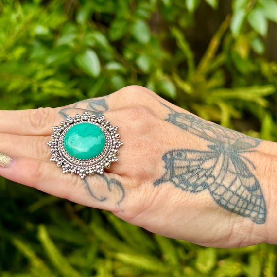 Handmade Royston Turquoise Statement Ring:  Sterl… - image 3