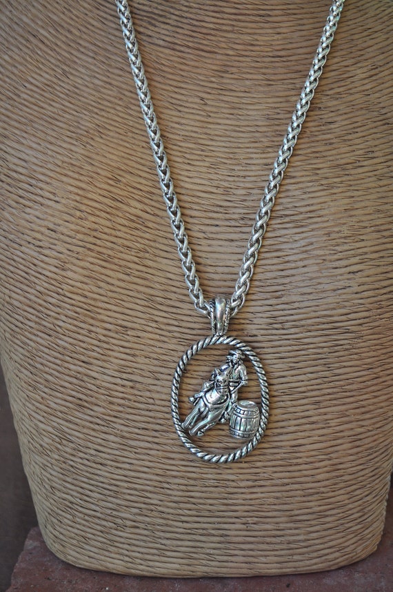 Barrel Racer Necklace Pendant Cowgirl 