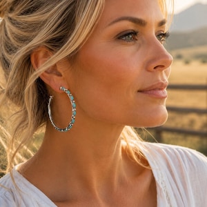 Turquoise Hoop Earrings - Turquoise Earrings