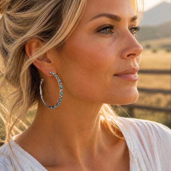 Turquoise Hoop Earrings - Turquoise Earrings