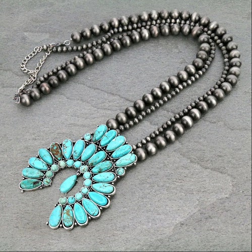 Squash Blossom Turquoise Necklace Etsy