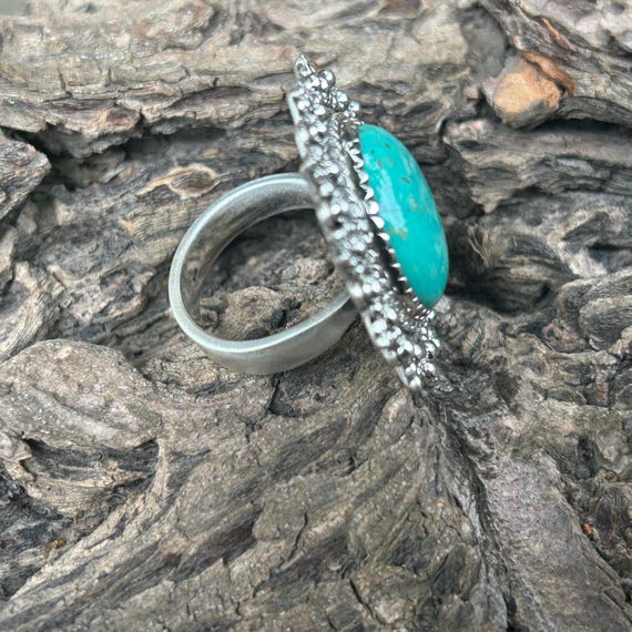 Handmade Royston Turquoise Statement Ring:  Sterl… - image 8