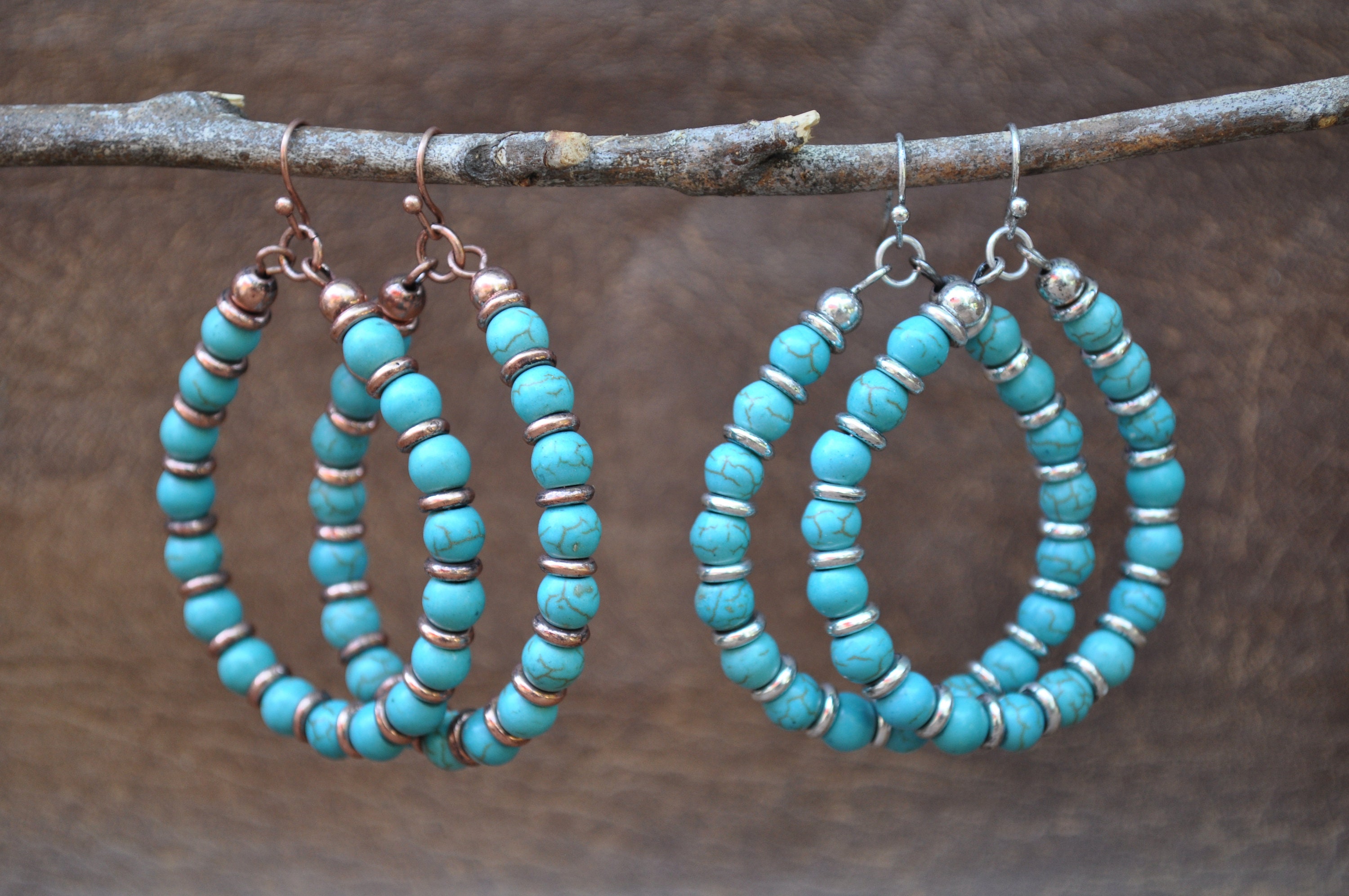Turquoise Hoop Earrings Gold or Silver Turquoise Hoops - Etsy