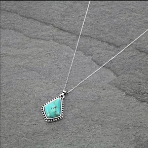 Turquoise Necklace with STERLING SILVER Chain Turquoise Necklace Turquoise Pendant Gift for Mom