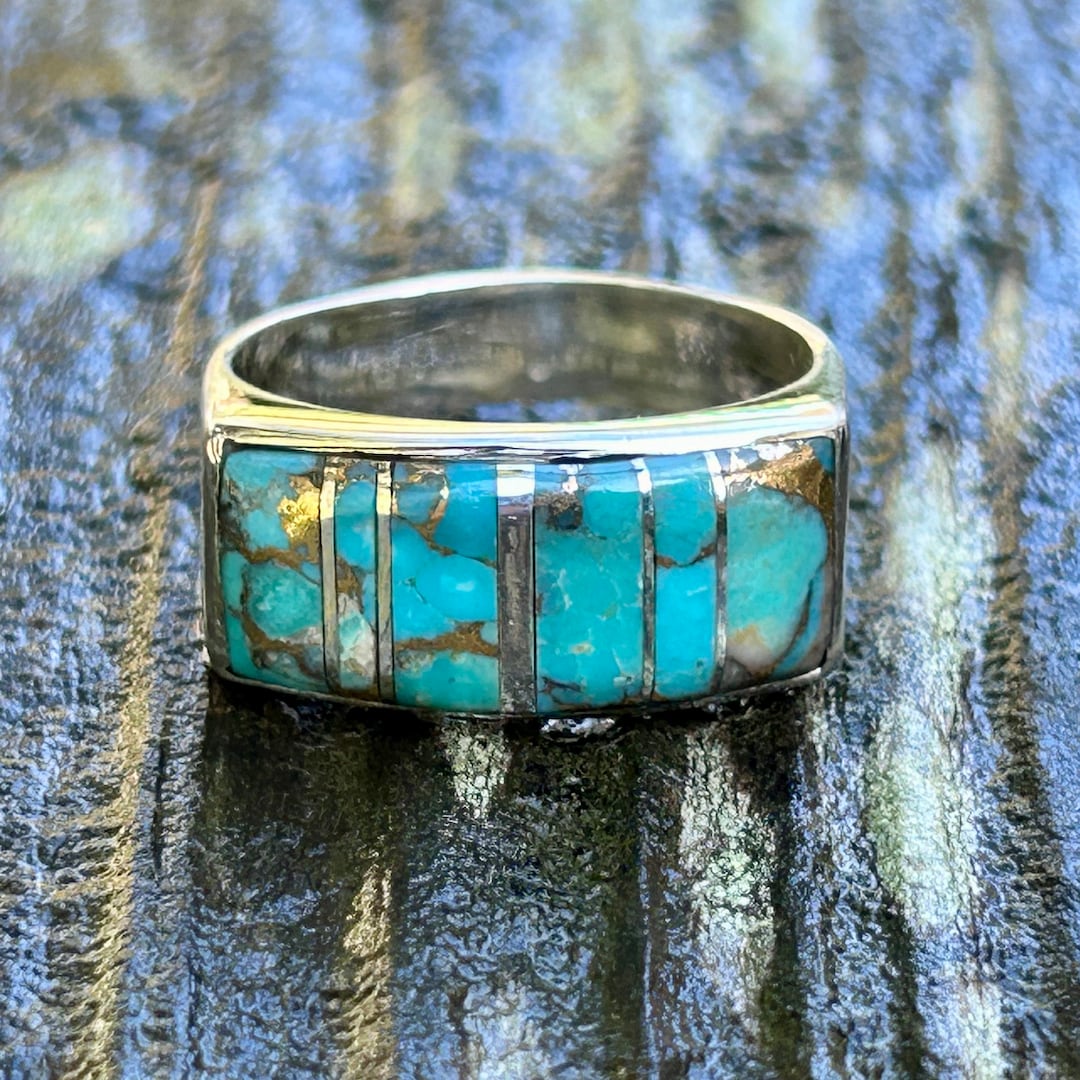 Turquoise Statement Ring: Handmade Sterling Silver Men's - Etsy