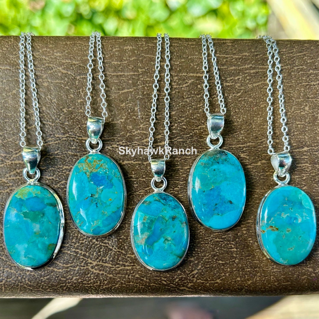 Sterling Concho and Kingman Turquoise Necklace - 18 inch