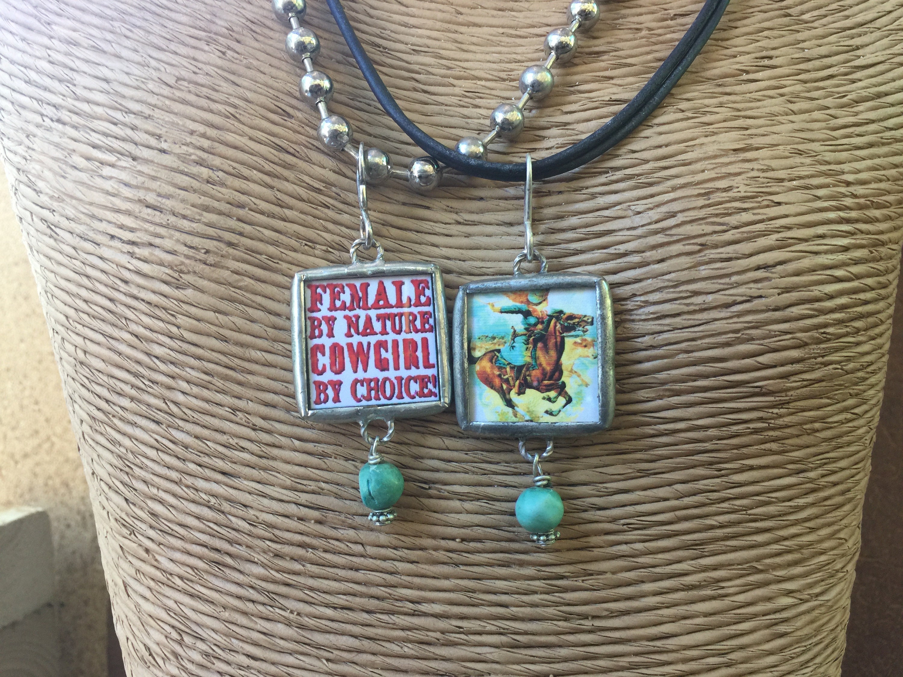 Cowgirl Western Necklace Double Image Jewelry Cowgirl Jewelry
