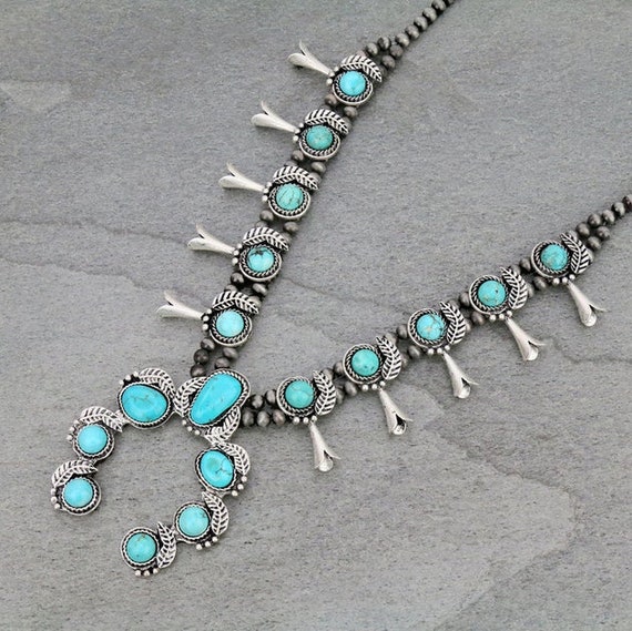 Squash Blossom Turquoise Necklace Etsy