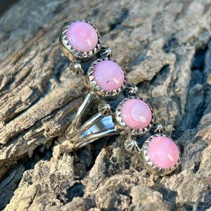 Pink Conch Shell Sterling Silver 4 Stone Ring