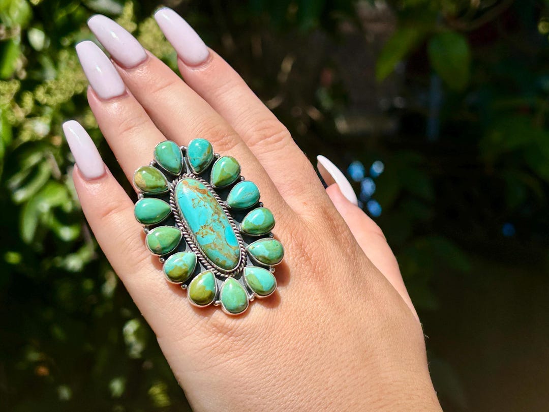 Kingman Turquoise Statement Ring - Adjustable Sterling Silver ...