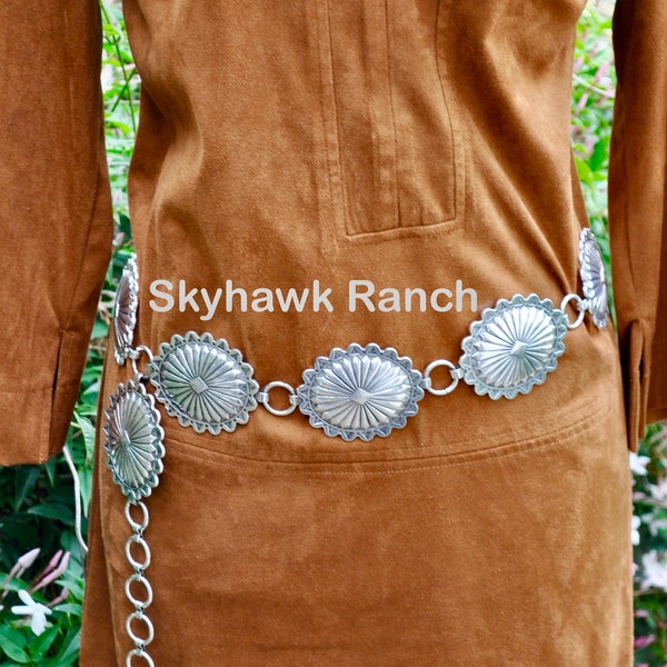 Silver Concho Belt Western Silver Link Belt  S/M and L/XL
