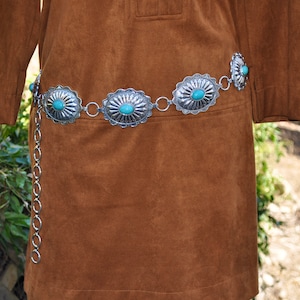 Turquoise Silver Western Concho Link Belt