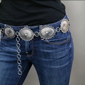 Silver Concho Belt Western Silver Link Belt S/M and L/XL - Etsy