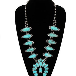 Full Squash Blossom Turquoise Necklace image 5