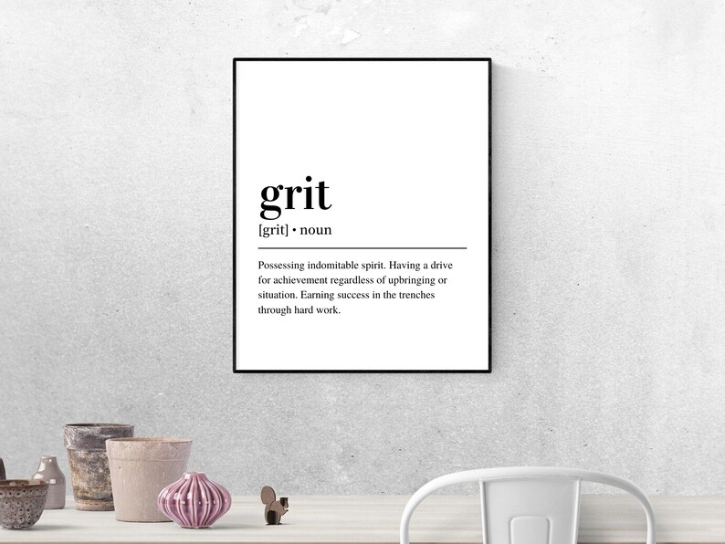 Grit Definition Printable Wall Art Motivational Wall Decor Etsy