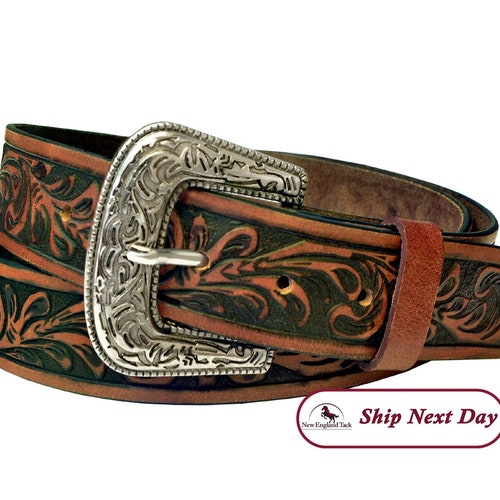 Belt Name Tooled Leather Belt Leather Belt Western Belt Etsy