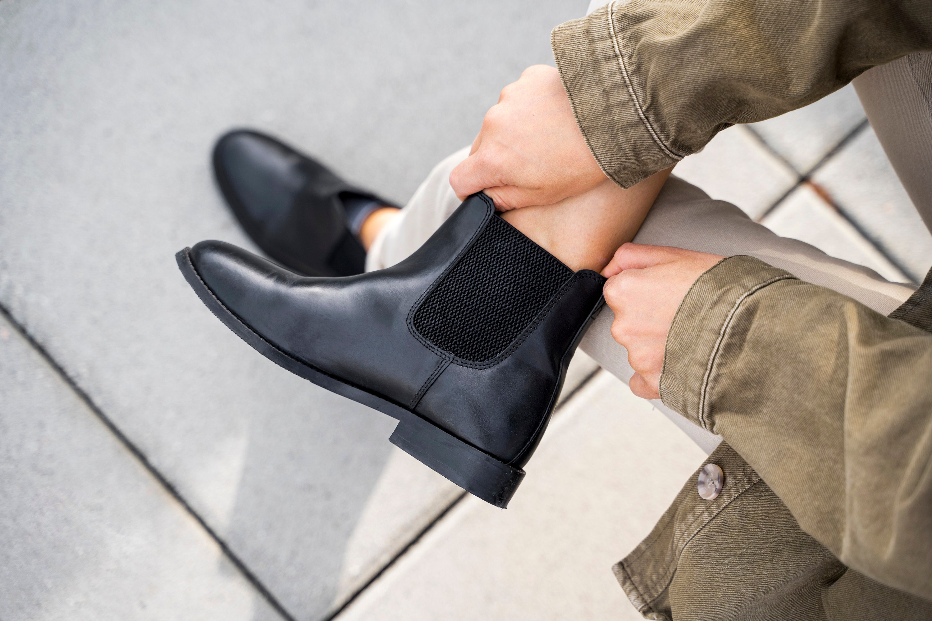 Women Ankle Leather Boots Black Chelsea 