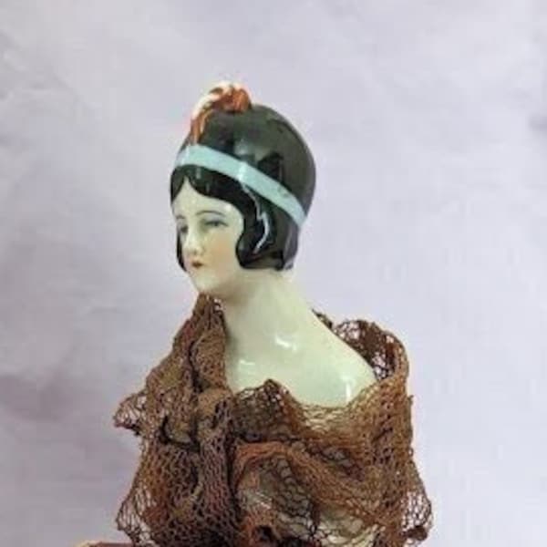 Pincushion Half-Doll. 1920s. German Porcelain. Nice Condition.