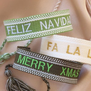 Personalized Embroidered Bracelet For Christmas Woven Bracelet Gift for Christmas Customized Jewelry As Christmas Gifts For Her Bracelet