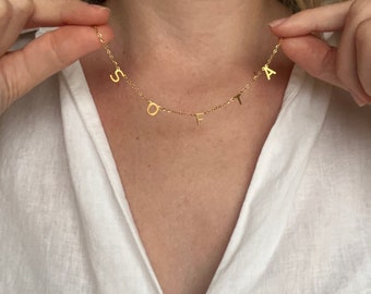 Collar Con Nombre Personalizado Oro - Collar Iniciales Plata - Regalo San Valentine - Joyas Minimalistas - Regalo Para Mujer - Regalo Boda