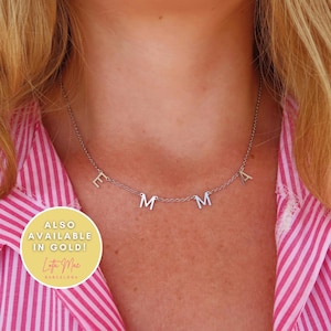 Colar com letras espaçadas - Colar de votação - Colar com letras personalizadas - Colar com nome com iniciais douradas - Colar com nome personalizado prata - Presentes