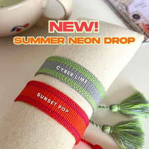 Personalized Embroidered Bracelet, Woven Bracelets, Gift for Women, Personalized Jewelry, Bohemian Bracelet, Valentines Gift, Embroidered image 2