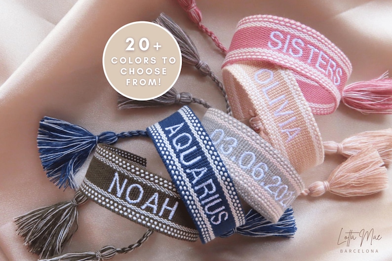 personalized bohemian bracelets embroidered with your desired text