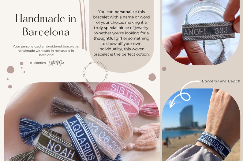 personalized bohemian bracelets embroidered with your desired text