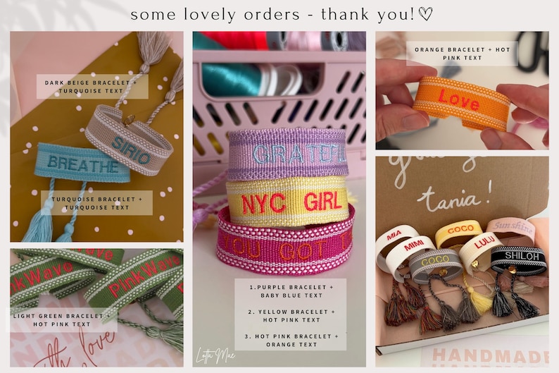 personalized bohemian bracelets embroidered with your desired text