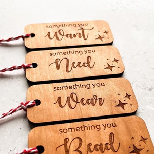 Something You Want Gift Tags, Christmas Gift Tags, Want Need Wear Read, Holiday Gift Tag, Stocking Tags, Christmas Labels, Xmas Gift Tags