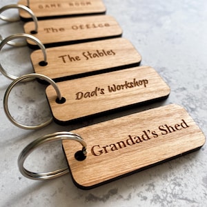 Personalised Keyring, Housewarming Gift, Wooden Keychain, Hotel Keychain, Personalised Gift, Engraved Keychain, Airbnb, Home, Shed, Car Key
