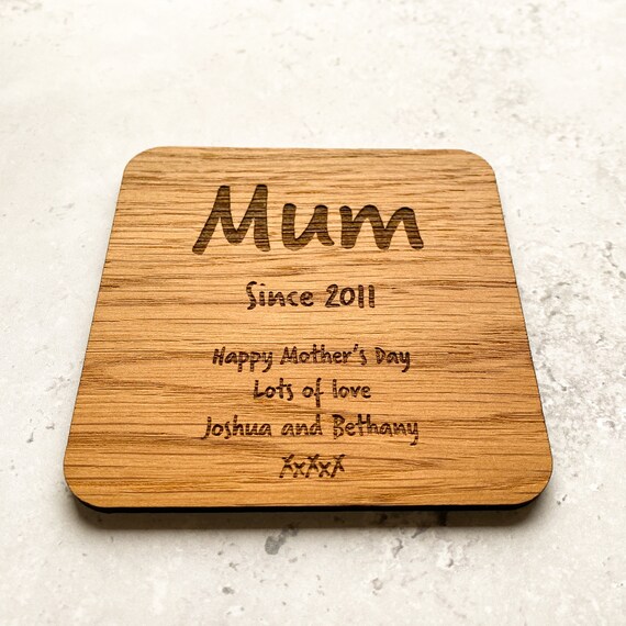 Engraved Mother's Day Wooden Coasters
