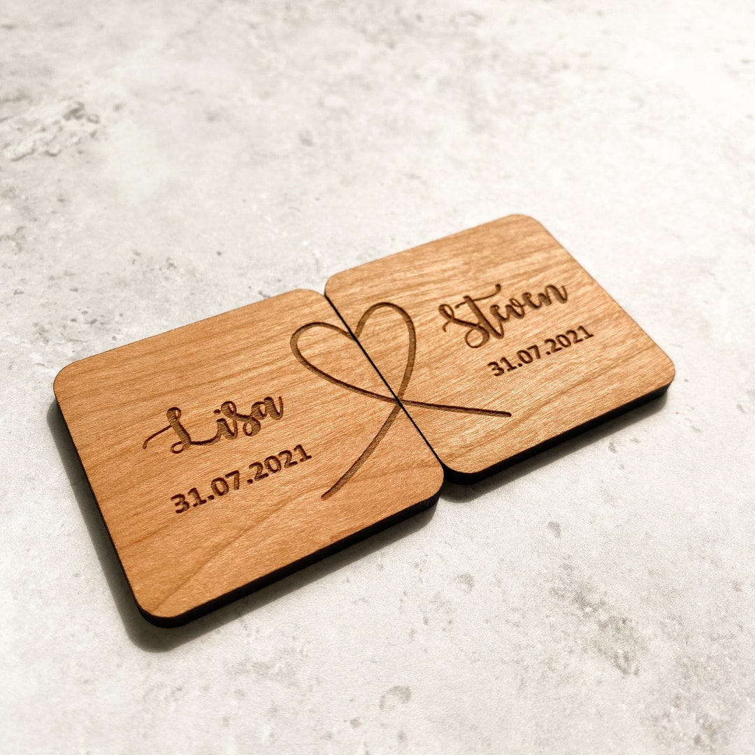 Matching Couples Gift, Wooden Couples 5 Year Wedding Anniversary Gift, Personalised