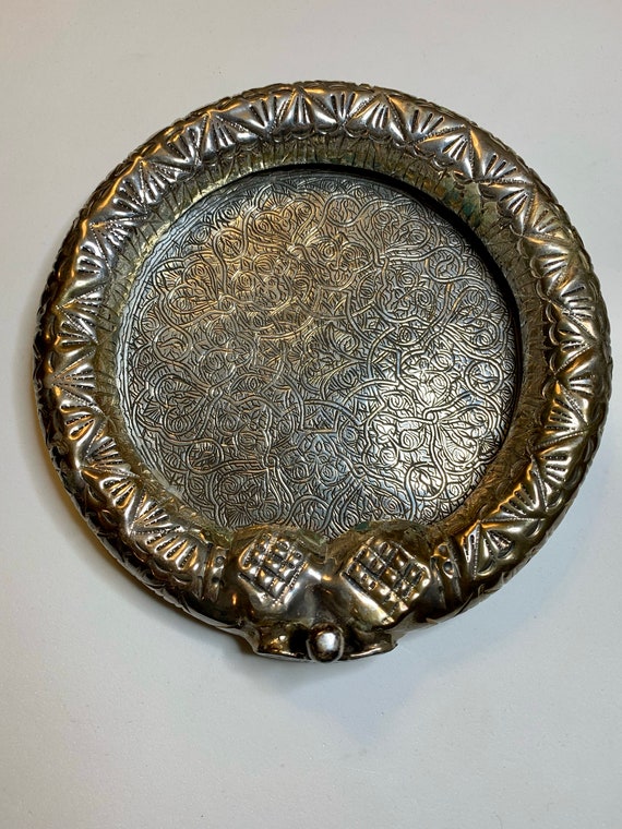 Vintage Eqyptian Silver Jewelry Tray Unique Cairo… - image 1