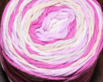 Beginner crochet kit, yarn (pink swirl), learn to crochet, cotton yarn, gift