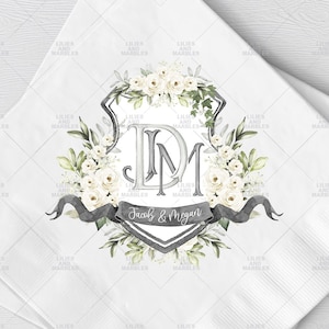 Custom Wedding Crest Wedding Napkins Custom Crest Wedding Crest Wedding Logo Personalized Wedding Crest Watercolor Crest Wedding Napkins