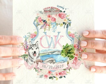 Custom Wedding Crest Spring Crest Custom Crest Wedding Crest Wedding Logo Personalized Wedding Crest Watercolor Crest Wedding Stationery