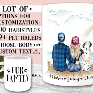 Custom Fur Family Mug Family Pet Mug Pet Mug Art Personalized Pet Mug Dog Mug Pet Portrait Dog Family Mug Couple Dog Mug