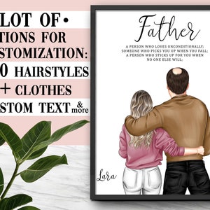Custom Fathers Day Gift Custom Father Print Custom Family Portrait Illustration Family Portrait With Pets Family Portrait Fathers Day Print