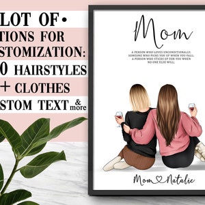 Custom Mothers Day Gift Custom Mother Print Custom Family Portrait Illustration Family Portrait With Pets Family Portrait Mothers Day Print