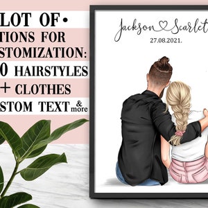 Custom Couple Print, Personalized Couple Print, Custom Couple Gift, Anniversary Gift, Customized Couple Gift, Custom Gift For Him