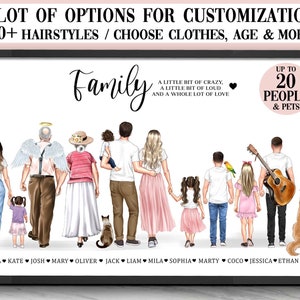 Custom Family Portrait Illustration Family Portrait With Pets Family Portrait Watercolor Custom Family Print Family Print Custom Mother Gift