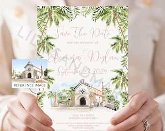 Custom Watercolor Wedding Venue Save the Date