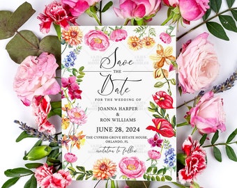 Custom Watercolor Floral Save the Date