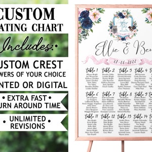 Custom Seating Chart Wedding Sign Wedding Crest Custom Crest Wedding Crest Wedding Logo Personalized Wedding Crest Watercolor Crest Wedding